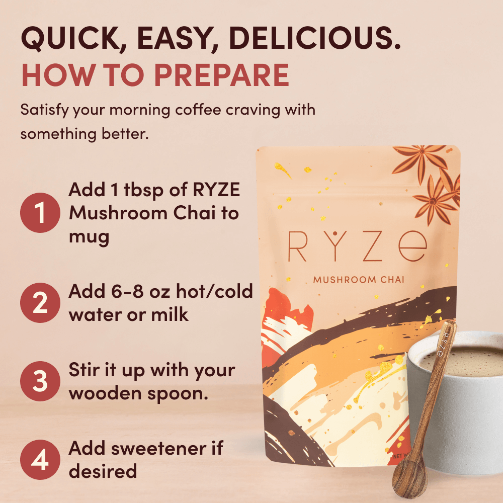 RYZE Mushroom Chai — Organic Instant Chai with Reishi & Organic Black Tea, 20 Servings P4