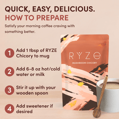 RYZE Mushroom Chicory — Organic Instant Chicory with Shitake & Lions mane, 30 Servings A4