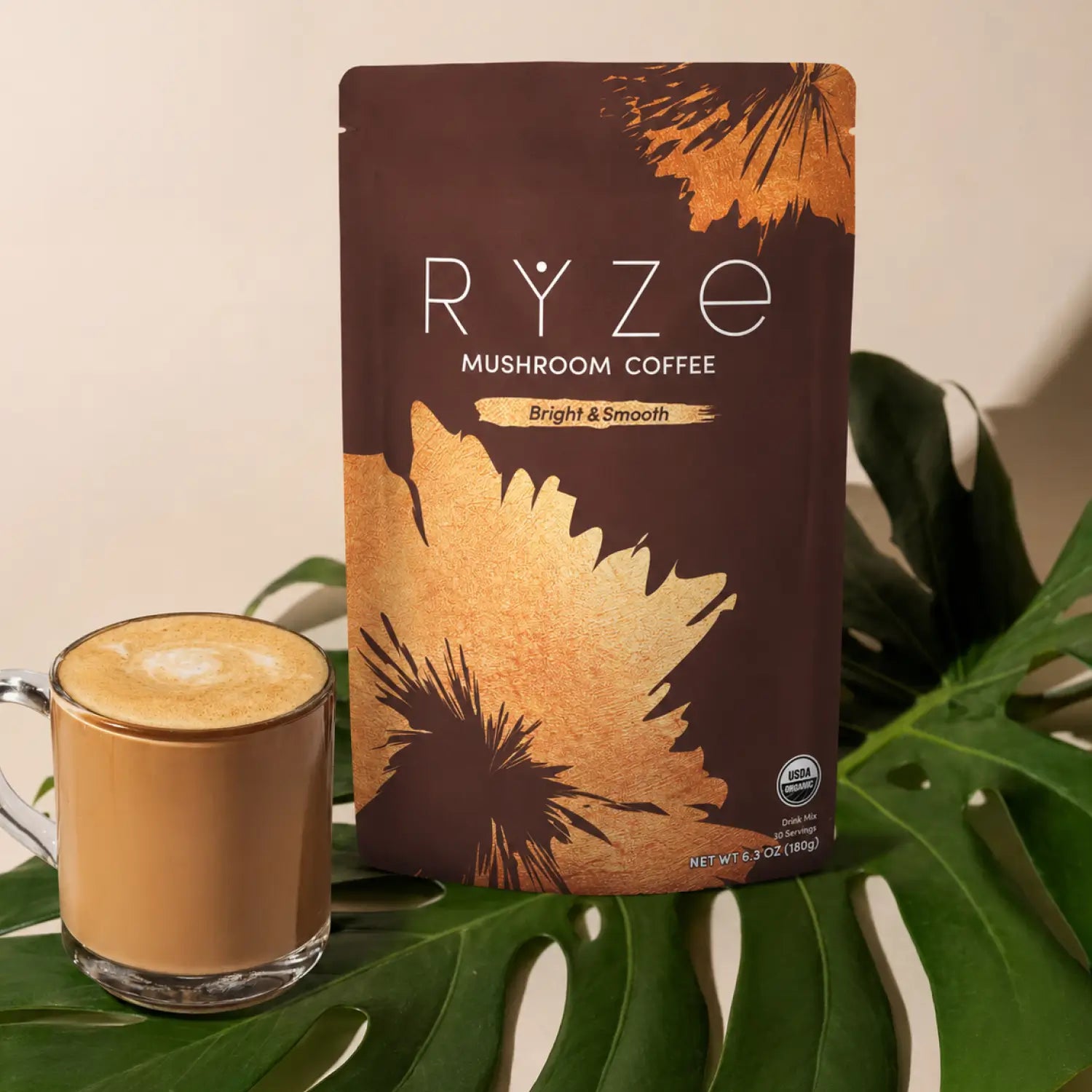 RYZE Mushroom Coffee — Organic Instant Coffee with Cordyceps & Reishi, 30 Servings C3