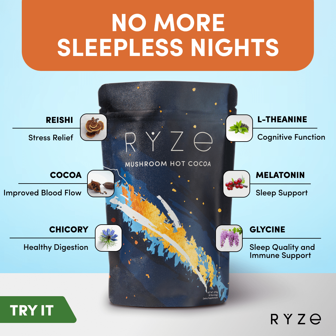 RYZE Hot Cocoa - with 6 Sleep Superfoods to Help Fall Asleep and Stay Asleep F0