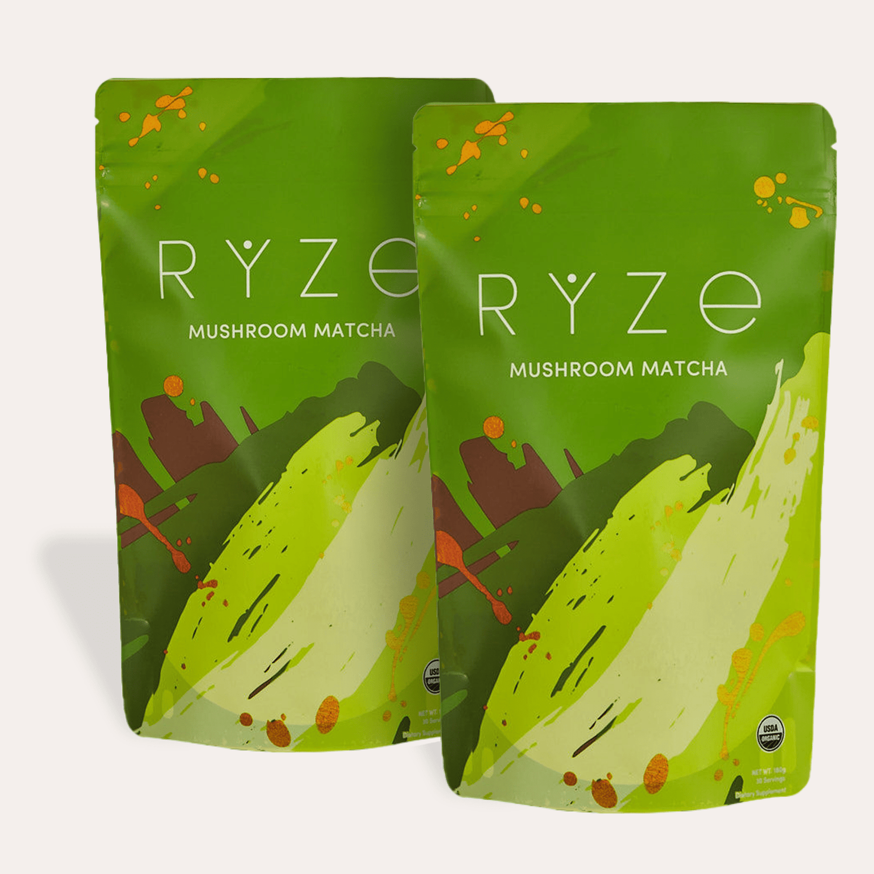 RYZE Mushroom Matcha - with 6 Organic Adaptogenic Mushrooms Grown In USA and Ceremonial-Grade Japanese Matcha F9