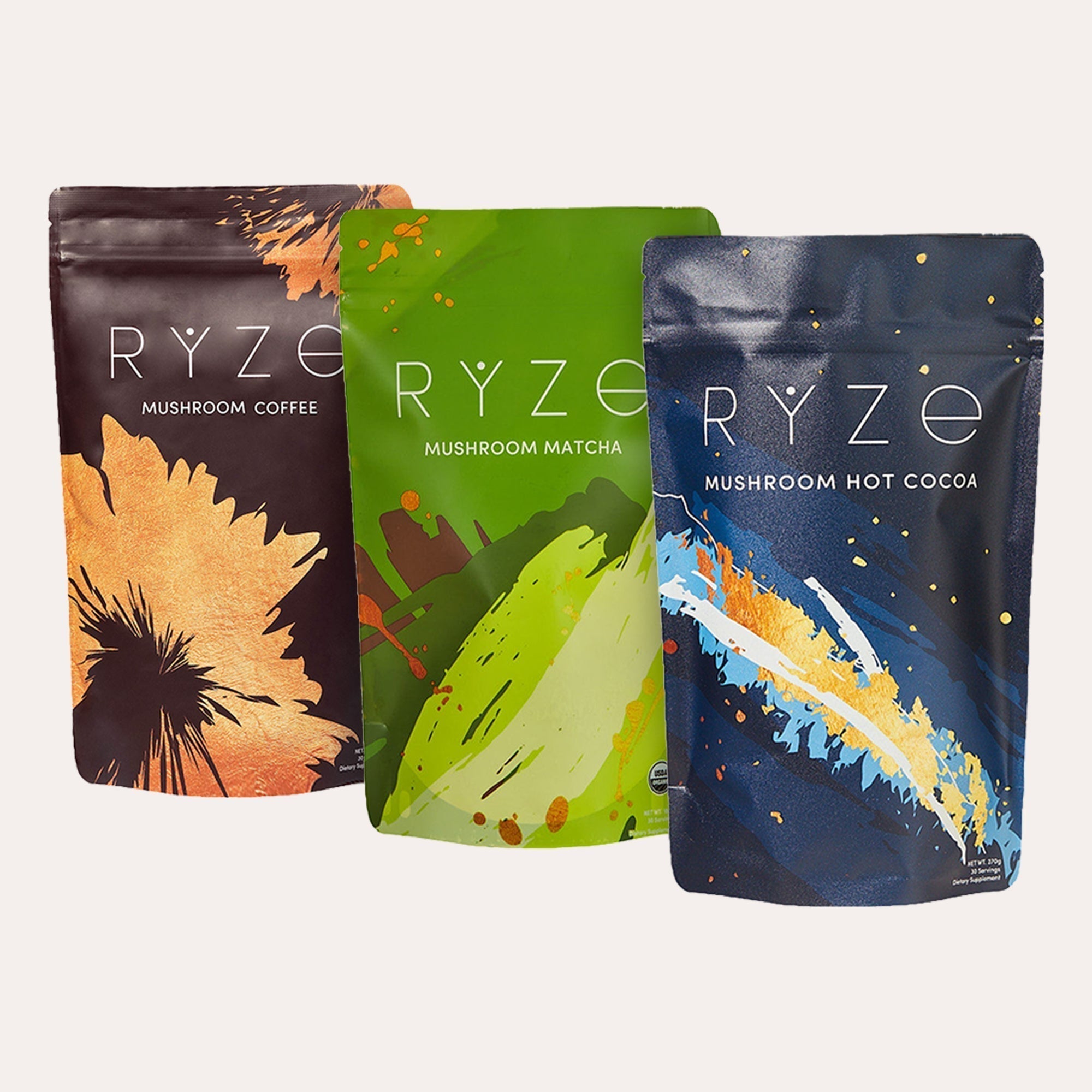 RYZE Mushroom Matcha - with 6 Organic Adaptogenic Mushrooms Grown In USA and Ceremonial-Grade Japanese Matcha R5