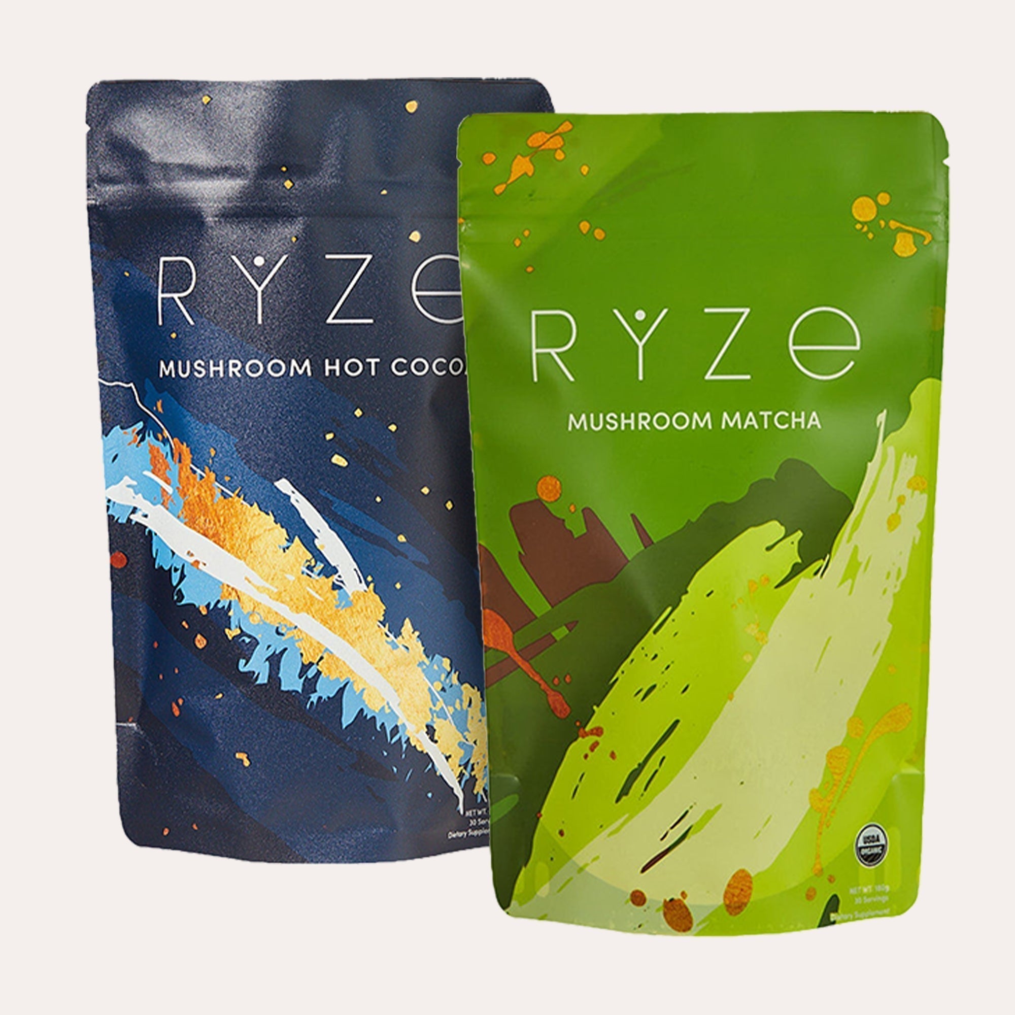 RYZE Mushroom Matcha - with 6 Organic Adaptogenic Mushrooms Grown In USA and Ceremonial-Grade Japanese Matcha R5
